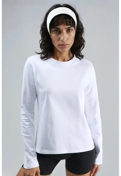 Bluza - Jerseu - Alb - Decolteu rotund