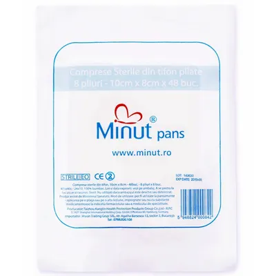 Comprese sterile pliate 10/8 X 48, Minut