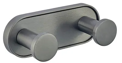 Agățătoare de perete dublă Inter Ceramic - Lusso, 4.15 х 4 х 10.4 cm, Gun Grey