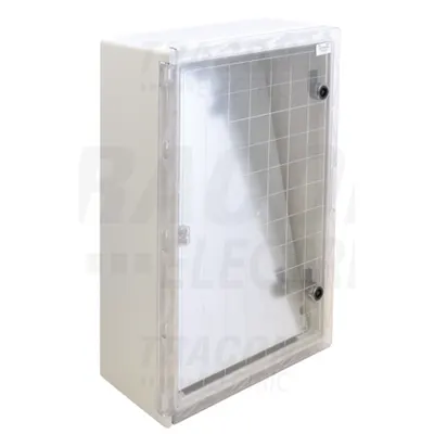 Cutie de distributie din material plastic, usa transparenta TME604020T H×W×D=600×400×200mm, IP65, IK10, 1000V AC/DC, RAL7035