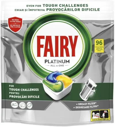 Tablete pentru mașina de spălat vase Fairy - Platinum, Lemon, 66+30 buc.