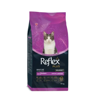 REFLEX Plus Gourmet Multicolor, Pui, hrană uscată pisici, apetit capricios, 15kg
