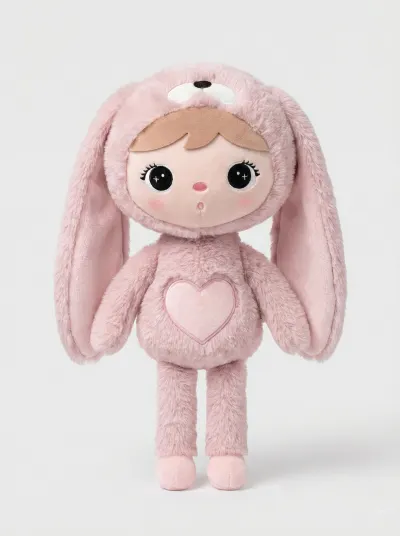 Papusa personalizata Iepuras Pufos Roz