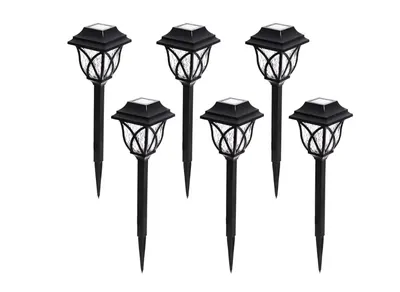 Set 6 lampi solare pentru gradina tip felinar negru