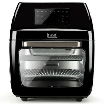 Friteuza cu aer cald cu cuptor si rotisor BLACK+DECKER BXAFO1200E, 12 l, 1700 W, 8 programe, Temperatura ajusatbila 40-200 C (Negru)
