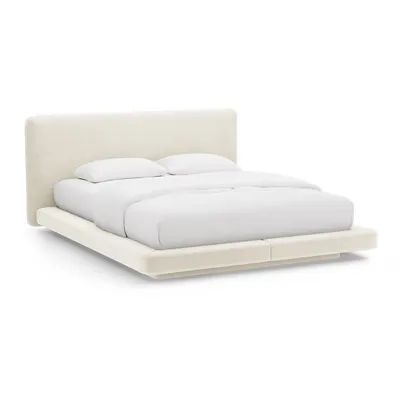 Pat matrimonial fildeș tapițat 200x200 cm Linea – Micadoni
