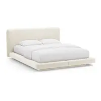 Pat matrimonial fildeș tapițat 200x200 cm Linea – Micadoni