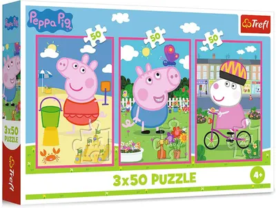 Puzzle pentru copii Trefl din 3 x 50 piese- Prietenii lui Peppa Pig