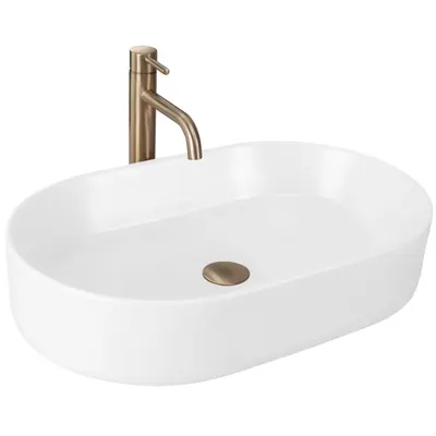 Lavoar baie cu montare pe blat 61 cm, alb mat, oval, Rea Nadia