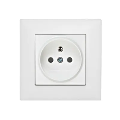 Priza cu PE tip pin, completa, albă, conexiune cu surub