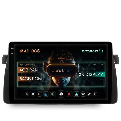 Navigatie 2K BMW E46, Android, S-Quadcore 4GB RAM + 64GB ROM, 9.5 Inch - AD-BGS90042K+AD-BGRKIT397
