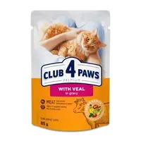 Hrana umeda premium pisici adulte, Club 4 Paws, Vitel, 85 g