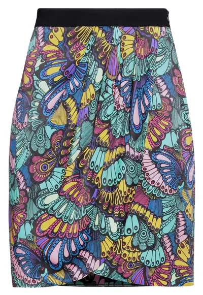 Fusta creion neagra - 100% viscoza - imprimeu multicolor - model dinamic