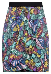 Fusta creion neagra - 100% viscoza - imprimeu multicolor - model dinamic -
