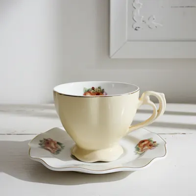 Set pentru cappuccino și ceai Morello - Magic, 2 cești cu farfurii, 220 ml, Yellow