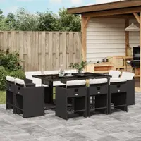 Gossi set mobilier de exterior cu perne, 11 piese, negru, poliratan