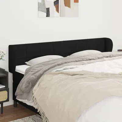 vidaXL Tăblie de pat cu aripioare negru 163x23x78/88 cm textil