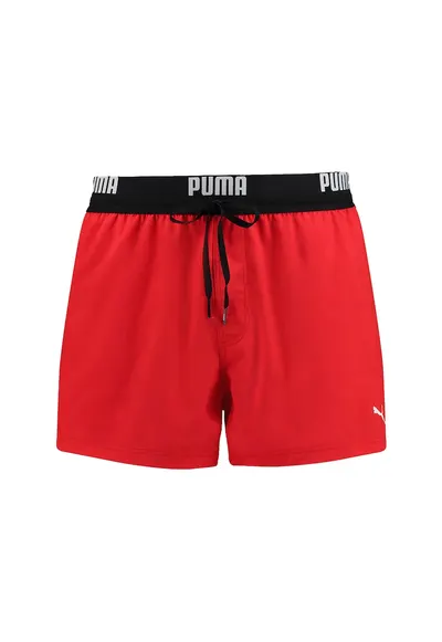 Pantaloni scurti de baie cu banda logo in talie - Rosu vermillion