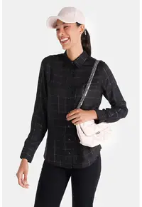 Camasa Cu Maneca Lunga De Dama Negru Slim Fit 8683197813329