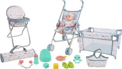 Set de joacă Tutu Love - Păpuşă cu carucior, patut si scaun, 36 cm