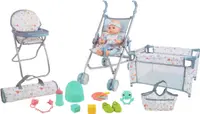Set de joacă Tutu Love - Păpuşă cu carucior, patut si scaun, 36 cm