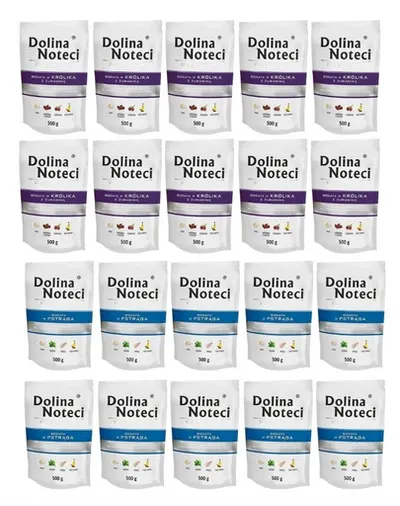 DOLINA NOTECI Premium Mix păstrăv și iepure 20x500 g hrană umedă pentru câini adulți