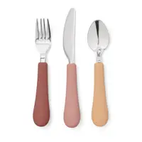 Tacâmuri pentru copii, roșu/somon din silicon 3 buc. Rose Mix – Cam Cam Copenhagen