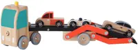 Jucarie din lemn Classic World - Transportor auto, cu 3 masinute