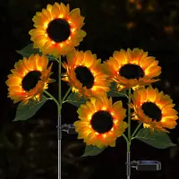 Set 2 Lampi Solare Decorative Tip Floarea-Soarelui – Iluminare LED Calda, Design Natural si Functionare Automata