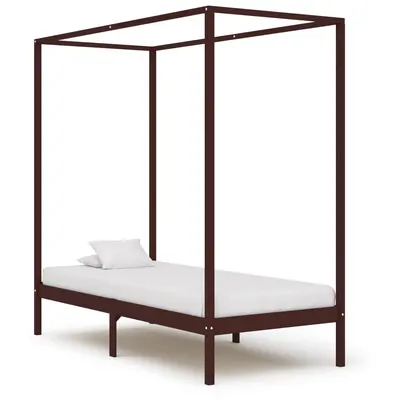 Gossi cadru pat cu baldachin maro inchis 100x200 cm lemn masiv pin