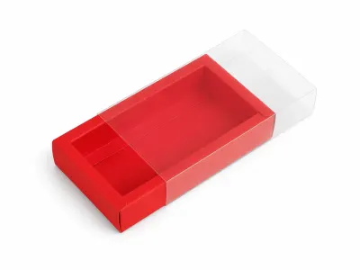 Cutie din hârtie cu fereastră transparentă - roșu (set 50 buc) - 20x12x6cm