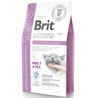BRIT VD Ultra Hypoallergenic, Insecte, dietă veterinară, hrană uscată fără cereale pisici, alergii, 5kg