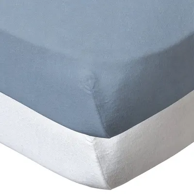 Set de cearșafuri Babycalin - 2 buc, 60 х 120 cm, albastru/alb