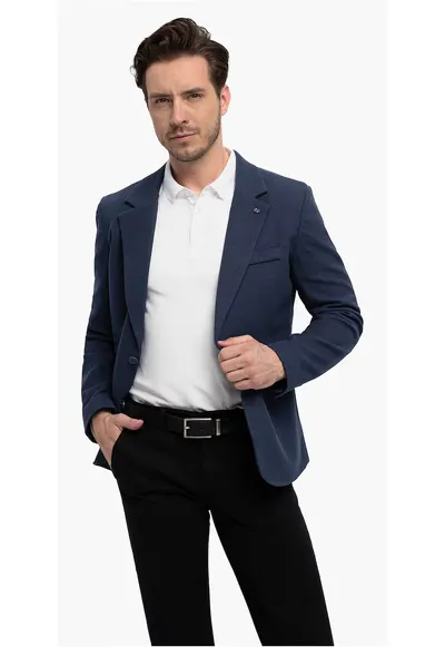 Sacou barbati JB-Elon - Regular Fit - cu buzunare cu clapa - denim - Albastru inchis