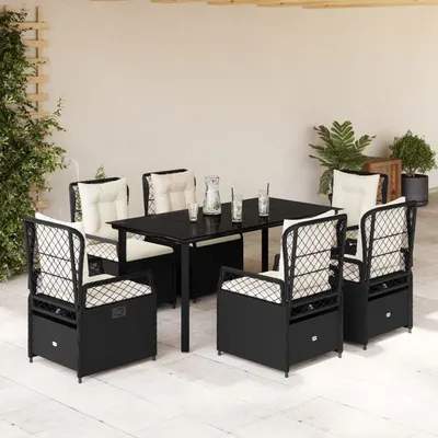 Gossi set mobilier de gradina cu perne, 7 piese, negru, poliratan