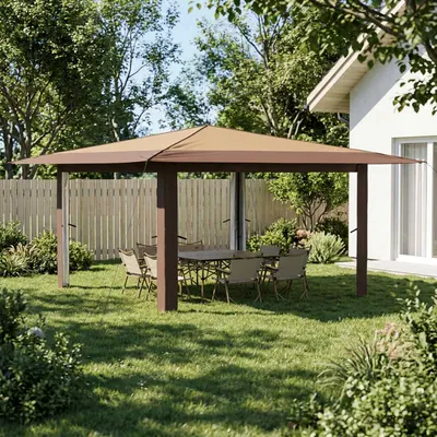vidaXL Gazebo fără pereți laterali 4 x 4 m Bej și Maro
