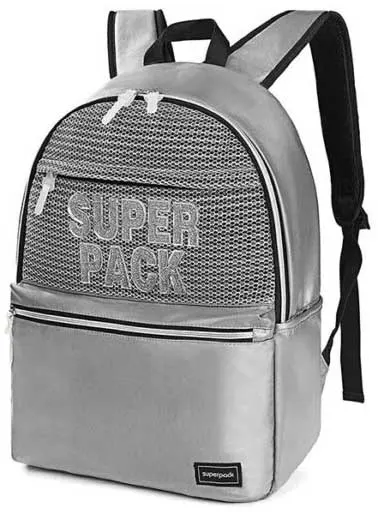 Ghiozdan școlar școlar S. Cool Super Pack - Argintiu, cu 1 compartiment