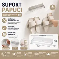 Suport pentru papuci, prindere cu sistem dublu adeziv inclus, Transparent