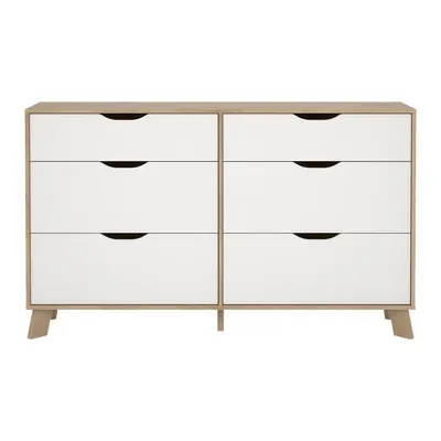 Comodă albă-în culoare naturală cu aspect de lemn de stejar 156x92x40 cm Ikast – Tvilum