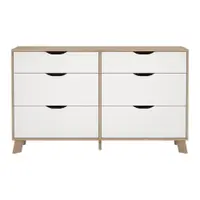 Comodă albă-în culoare naturală cu aspect de lemn de stejar 156x92x40 cm Ikast – Tvilum