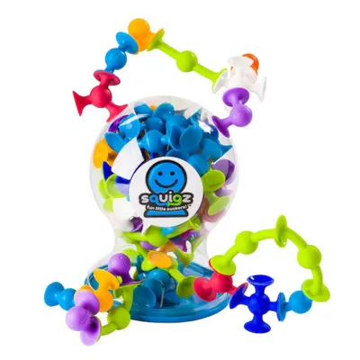 Set de constructie cu 22 de piese cu ventuze, Fat Brain Toys, Squigz Starter