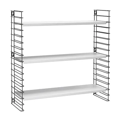 Etajeră cu 3 niveluri și rafturi albe Metaltex Libro, lățime 70 cm, negru