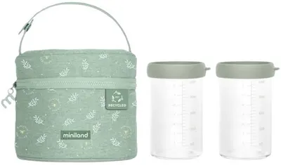 Set de recipiente cu un sac termic Miniland - Eco, 2 x 250 ml