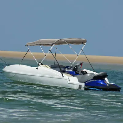 vidaXL Parasolar Bimini 3 arcuri pereți laterali, 183x(185-198)x137 cm