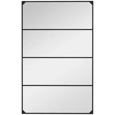 HOMCOM Oglindă Industrială de Perete, Oglindă Dreptunghiulară cu Ramă Metalică, Oglindă Decorativă, 109x2x69 cm, Negru | Aosom Romania