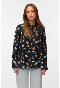 Camasa relaxed fit din amestec de in - Negru/Galben/Portocaliu