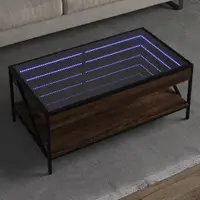 vidaXL Măsuță de cafea cu LED infinity, stejar maro, 90x50x38 cm