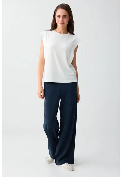 Pantaloni de trening lejeri din tencel - Albastru petrol/Bleumarin