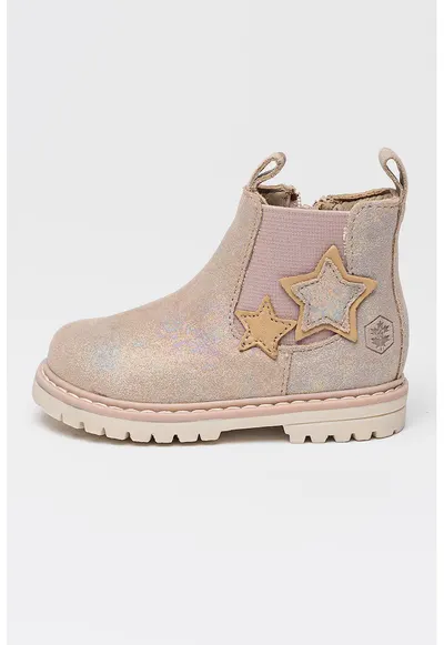 Ghete de piele cu particule stralucitoare si aplicatii stea Rivulet - Multicolor