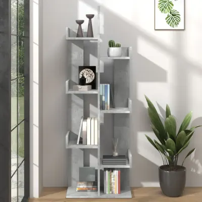 vidaXL Bibliotecă, gri beton, 48x25,5x140 cm, PAL